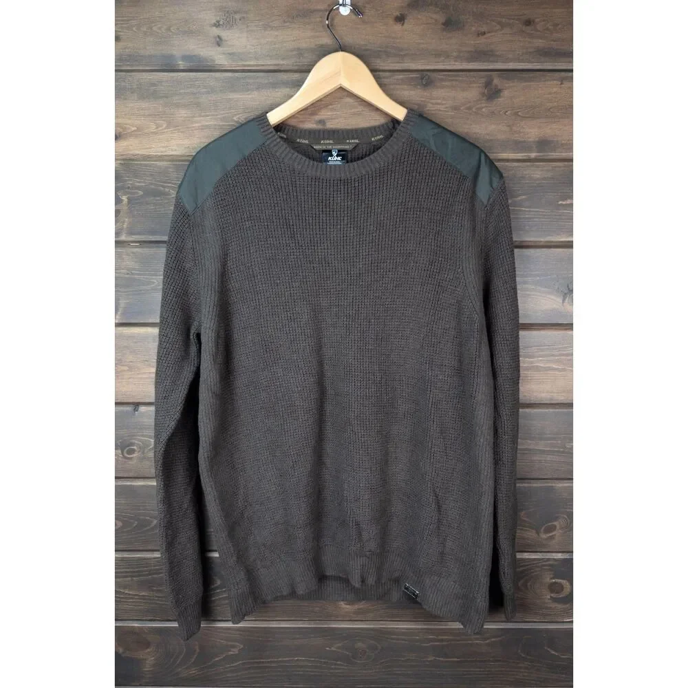 Kuhl Evader Sweater Men's XL Green Merino Wool Organic Cotton Crewneck Outdoors